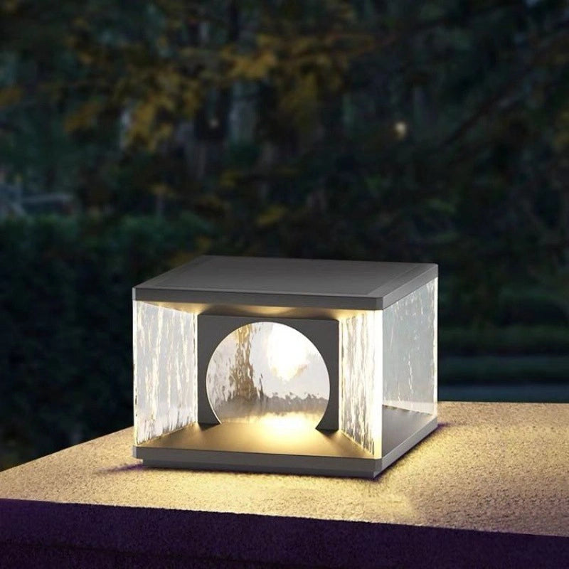 Lámpara Solar de Jardín con Diseño Cúbico de Vidrio Ondulado