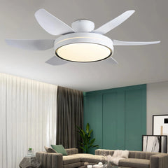 Ventilador de techo 5 aspas con luz blanco silencioso con motor DC y temporizador 130 cm para salón
