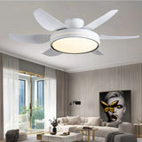 Ventilador de techo con luz moderno silencioso de 6 aspas blanco para salón Ø130 cm