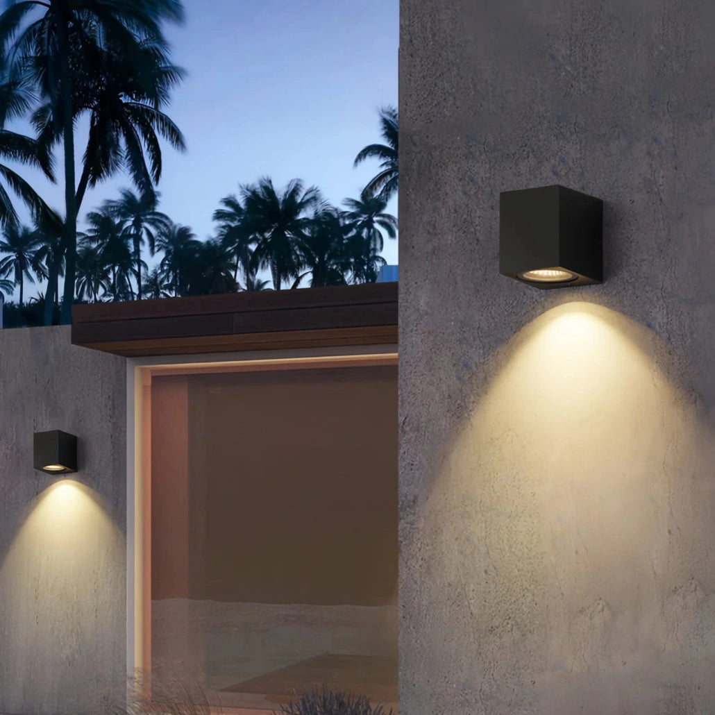 Aplique exterior negro LED moderno de aluminio con IP65 para porche