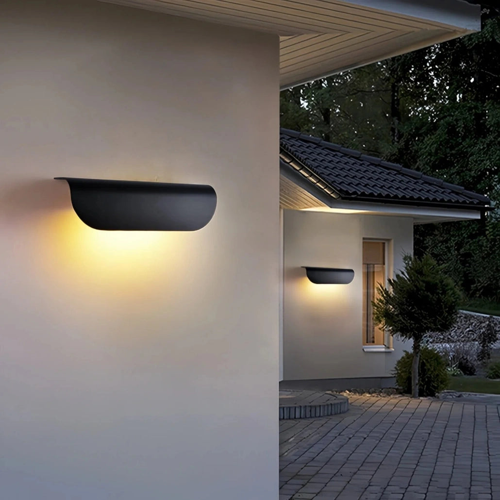 Aplique de exterior moderno LED IP65 de aluminio con diseño curvo para porche