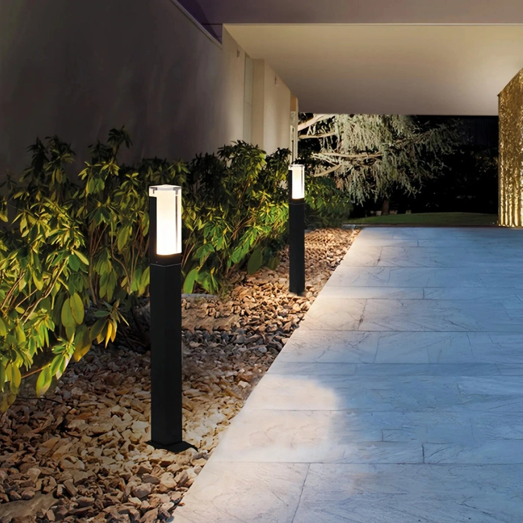 Baliza con sensor de movimiento LED IP65 minimalista de aluminio negro