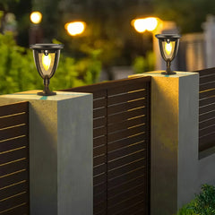 Lámpara solar de exterior farol negra LED IP65 pack de 2