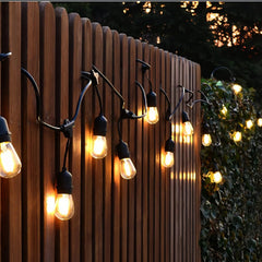 Cadena de luces de exterior led s14 con 15 bombillas ip65 de 15 m para jardín
