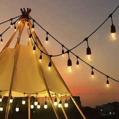 Cadena de luces de exterior led s14 con 15 bombillas ip65 de 15 m para jardín