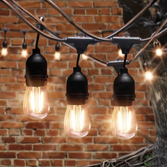 Cadena de luces de exterior led s14 con 15 bombillas ip65 de 15 m para jardín