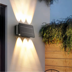 Aplique de pared exterior solar LED bidireccional negro moderno IP65