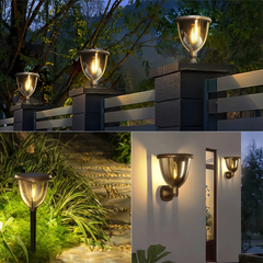 Lámpara solar de exterior farol negra LED IP65 pack de 2