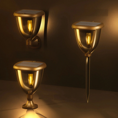 Lámpara solar de exterior farol negra LED IP65 pack de 2