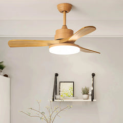 Ventilador de techo con luz LED acabado madera 3 aspas 6 velocidades Ø100/120/130 cm