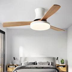 Ventilador de techo con luz 3 aspas LED silencioso motor DC de madera estilo nórdico