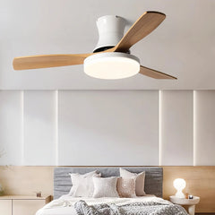 Ventilador de techo con luz 3 aspas LED silencioso motor DC de madera estilo nórdico