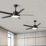 Ventilador de techo con luz de acero inoxidable LED 5 aspas