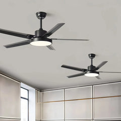 Ventilador de techo con luz de acero inoxidable LED 5 aspas
