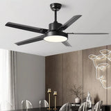 Ventilador de techo con luz de acero inoxidable LED 5 aspas