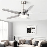 Ventilador de techo con luz de acero inoxidable LED 5 aspas
