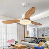 Ventilador de techo de madera con luz LED, motor DC y 3 aspas
