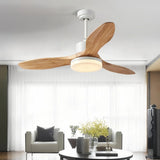 Ventilador de techo de madera con luz LED, motor DC y 3 aspas