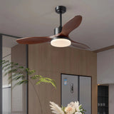 Ventilador de techo de madera con luz LED, motor DC y 3 aspas