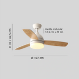 Ventilador de techo con luz LED silencioso con aspas de madera Ø107 cm
