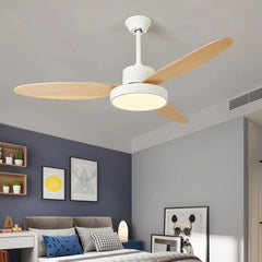 Ventilador de techo de madera con luz LED y motor DC inverter minimalista