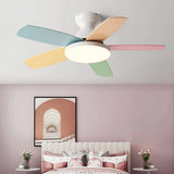 Ventilador de techo infantil con luz LED y motor inverter multicolor de madera