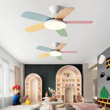 Ventilador de techo infantil con luz LED y motor inverter multicolor de madera