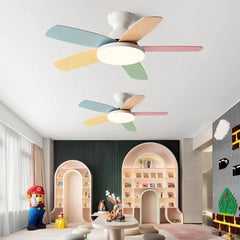 Ventilador de techo infantil con luz LED y motor inverter multicolor de madera