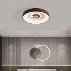 Ventilador de techo redondo con luz regulable silencioso y temporizador para dormitorio