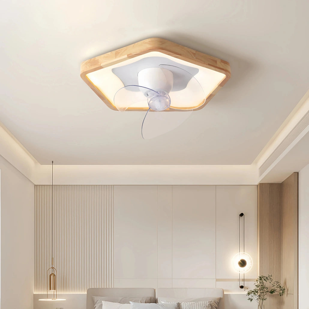 Ventilador de techo con luz de madera estilo nórdico silencioso regulable inverter para dormitorio