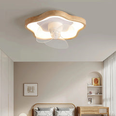 Ventilador de techo con luz de madera estilo nórdico silencioso regulable inverter para dormitorio