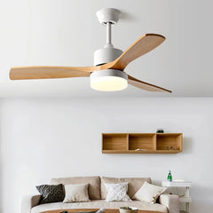 Ventilador de techo con luz y aspas de madera silencioso motor DC con temporizador Ø132 cm