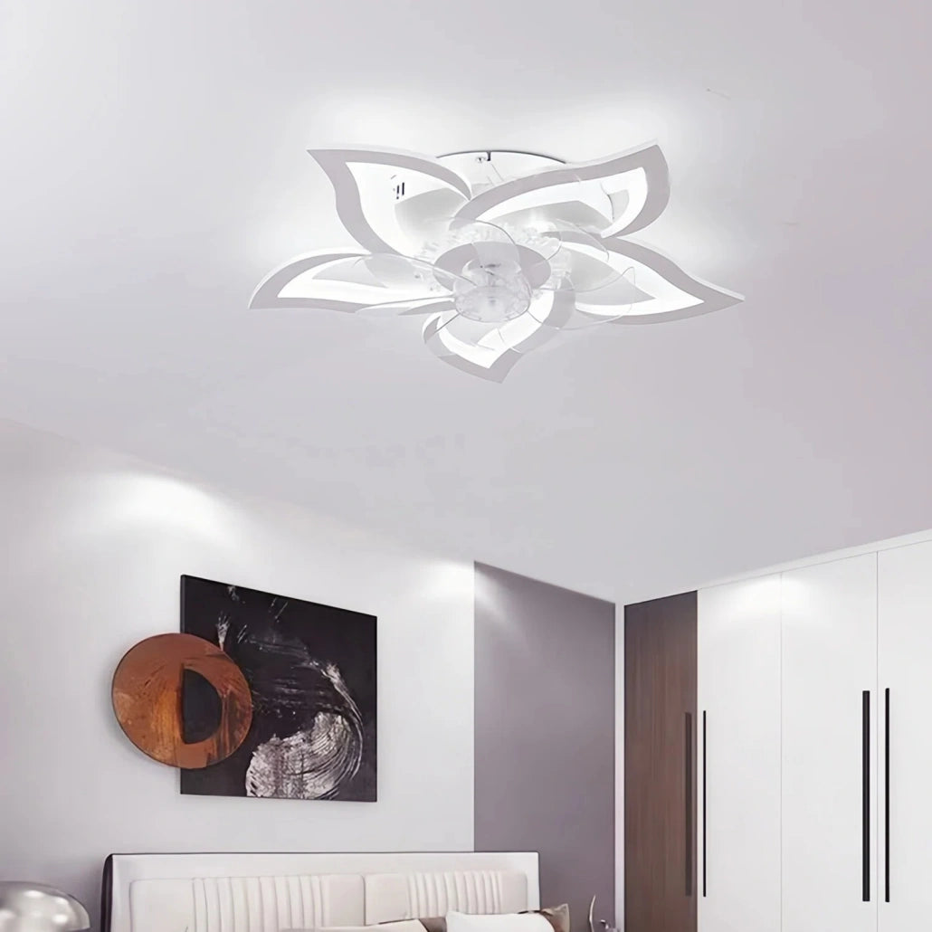 Ventilador de techo en forma de flor regulable silencioso con mando a distancia y motor inverter para dormitorio