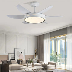 Ventilador de techo 5 aspas con luz blanco silencioso con motor DC y temporizador 130 cm para salón