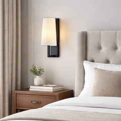 Aplique de Pared Tela Moderno con Base Negra para Mesita de Noche