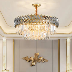 Lámpara colgante de cristal moderna redonda con LED para comedor