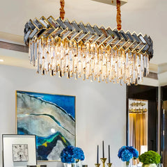 Lámpara colgante de cristal moderna redonda con LED para comedor