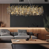Lámpara colgante de cristal dorada LED tipo rama de lujo para comedor