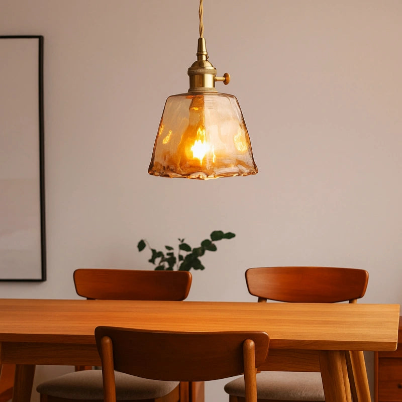 Lámpara Colgante de Vidrio Ámbar Estilo Vintage para Comedor