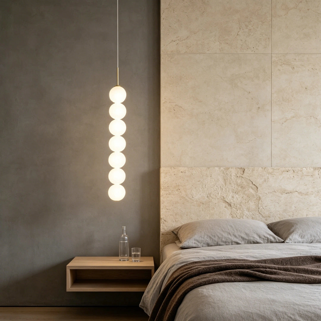Lámpara colgante con globos de vidrio blanco LED de diseño moderno para dormitorio