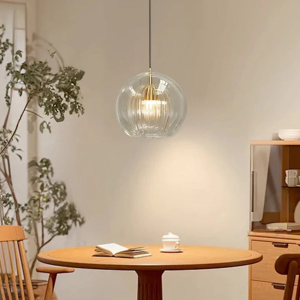 Lámpara colgante vidrio soplado LED moderna regulable en altura para comedor