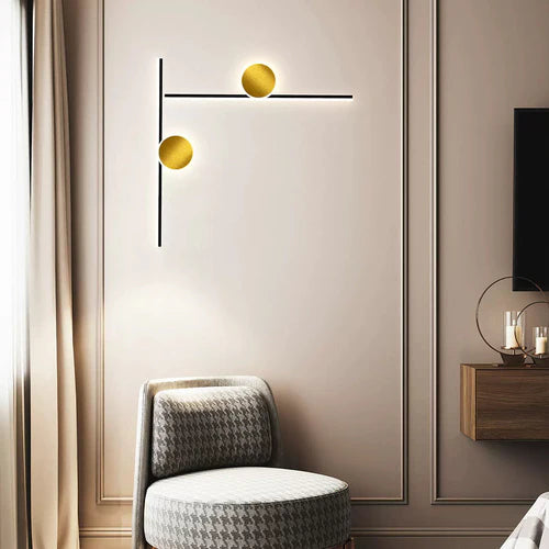 Gold Circular Line Led Bedroom Wall Lights