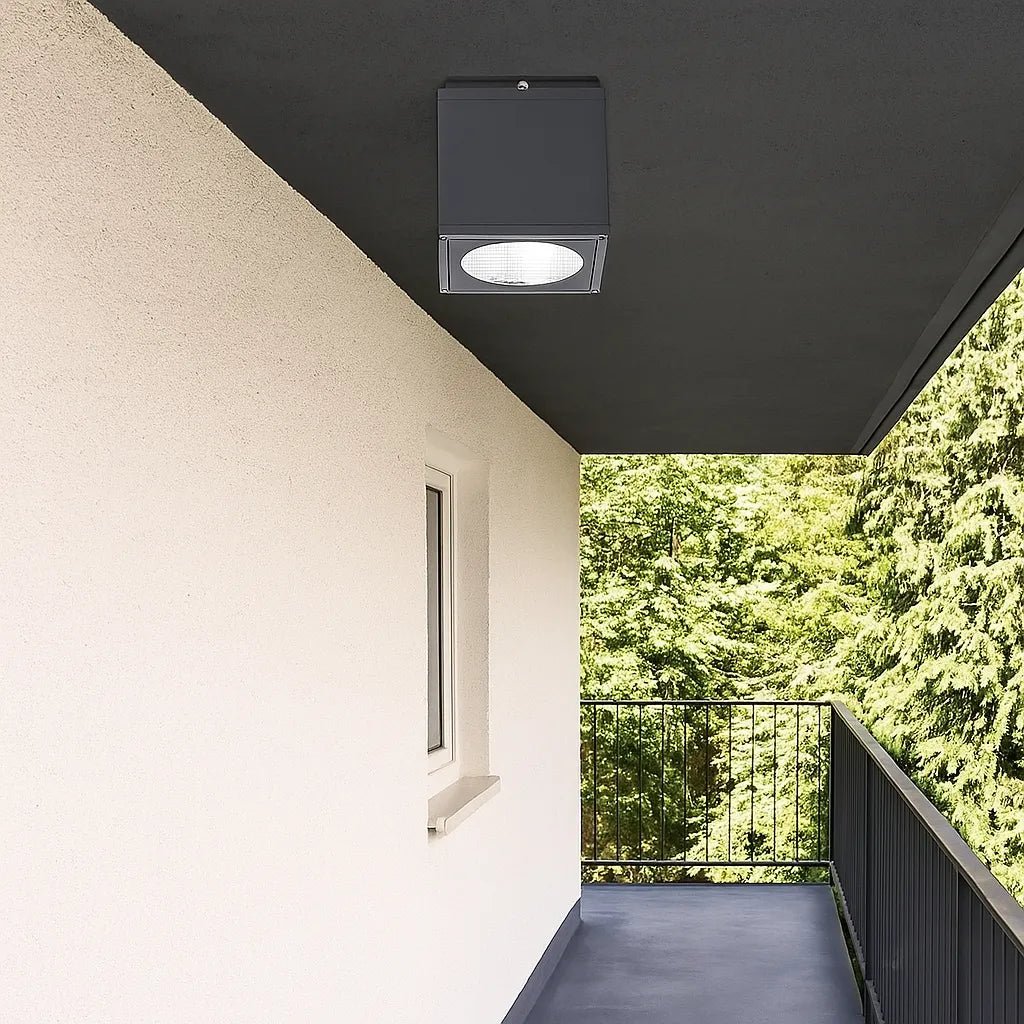 Foco de superficie LED IP65 cúbico gris moderno para pasillo