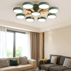 Lámpara de Techo de Madera Multicabezal Nórdica con LED para Salón