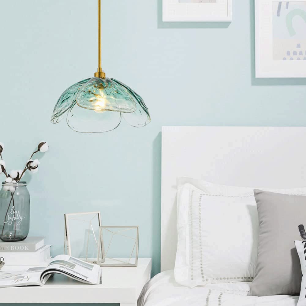 Luz colgante de dormitorio de vidrio multicolores en forma de flor