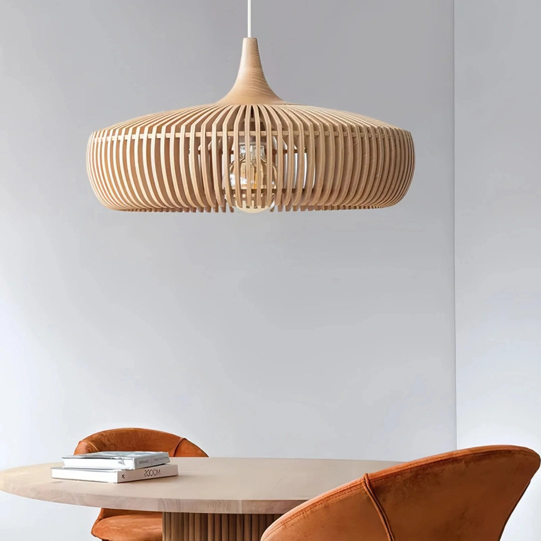 Lámpara colgante de madera estilo nórdico regulable en altura para comedor
