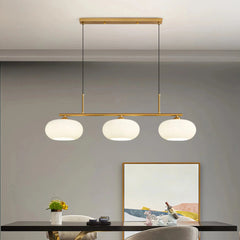 Lámpara colgante de tres luces LED regulable de vidrio moderno para comedor
