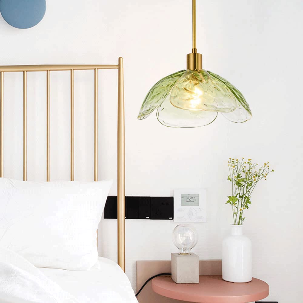 Luz colgante de dormitorio de vidrio multicolores en forma de flor