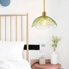 Luz colgante de dormitorio de vidrio multicolores en forma de flor