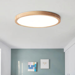 Plafón redondo de madera nórdico ultrafino regulable para dormitorio